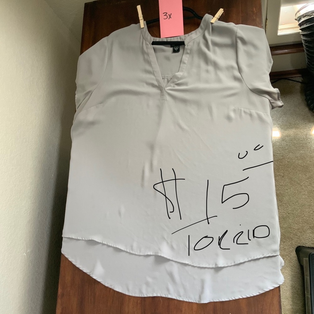 Grey V-neck Blouse